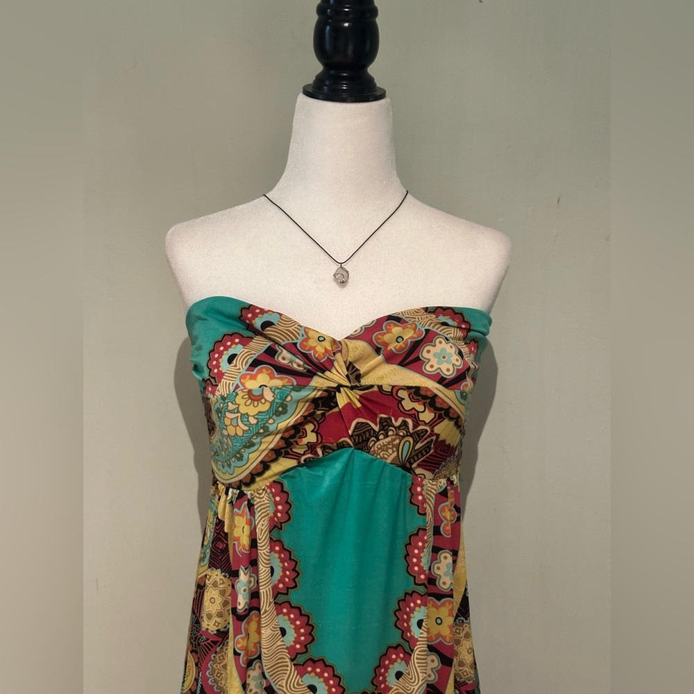 Bohemian Strapless Dress with Floral Print